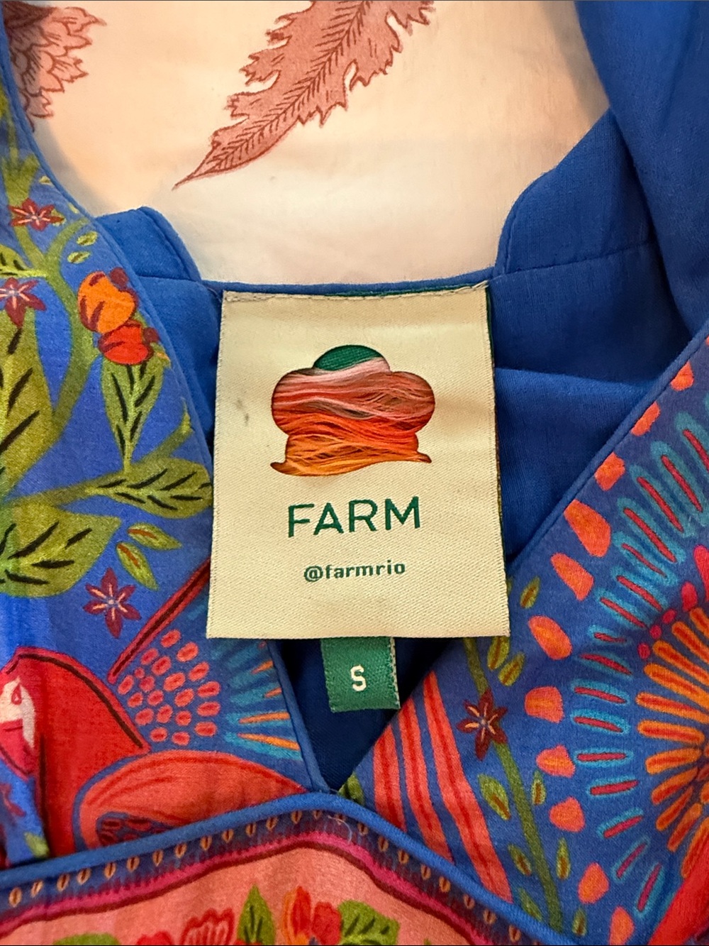 FARM Rio Blue Floral & Parrot Tiered Maxi Dress with Tie Straps - Picture 4 of 4